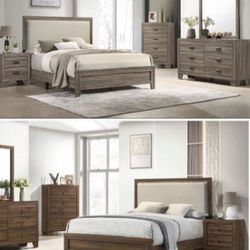 4- Pc Bedroom set Dresser,Mirror  Nightstand (1) Queen size bed frame  Not including Mattress and Box Sp