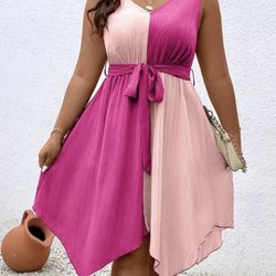 1XL Pink Asymmetrical  Dress 