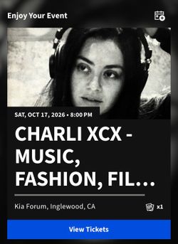 1x Charli XCX Music Fashion Film Tour Ticket