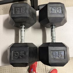 Rogue Fitness Rubber Hex Dumbbells 95 Pounds