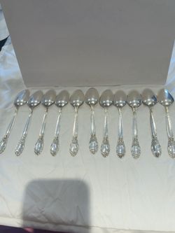 Set of 11 Silver-Plated Ornate Teaspoons
