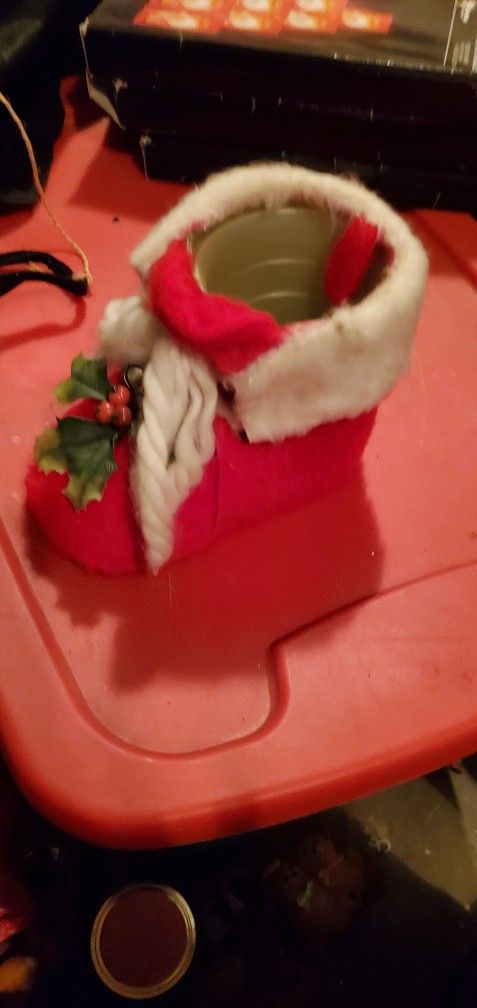 Santa Boot Candy Cane  Holder