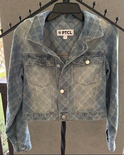 PTCL Blue Crop Plaid Jacket