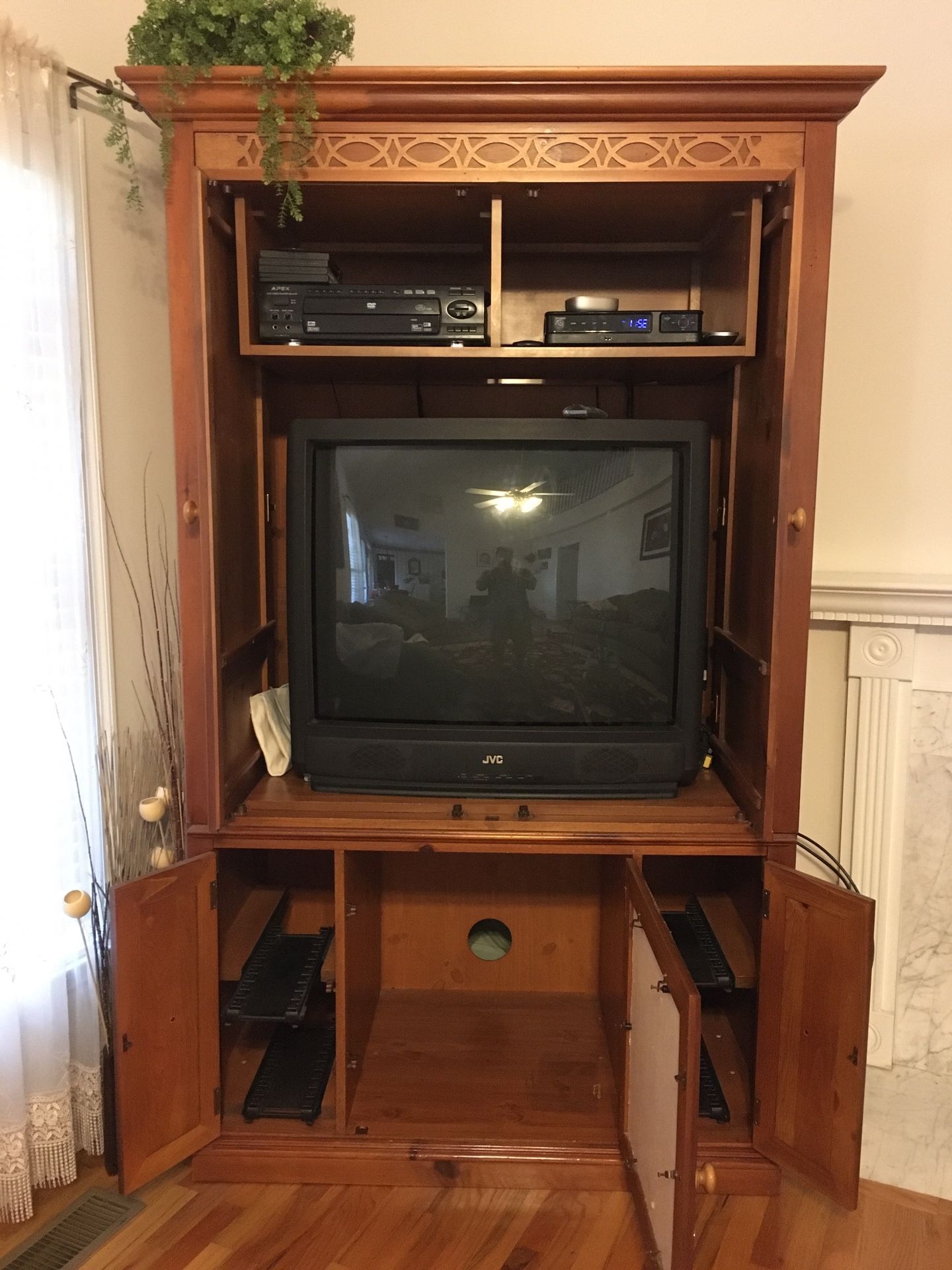 Entertainment Center W/ Two TVs.