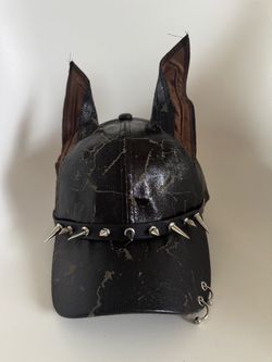 Punk Leather Baseball Cap with Ears and Spikes
