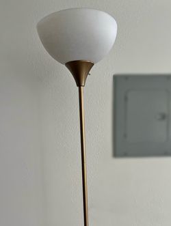 Brass Torchiere Floor Lamp with White Shade
