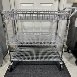 Seville Classics UltraDurable NSF Commercial Heavy Duty Metal Rolling Utility Cart, w/ Steel Shelves