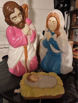 Vintage Empire Blow Mold Nativity with Joseph, Mary and baby Jesus