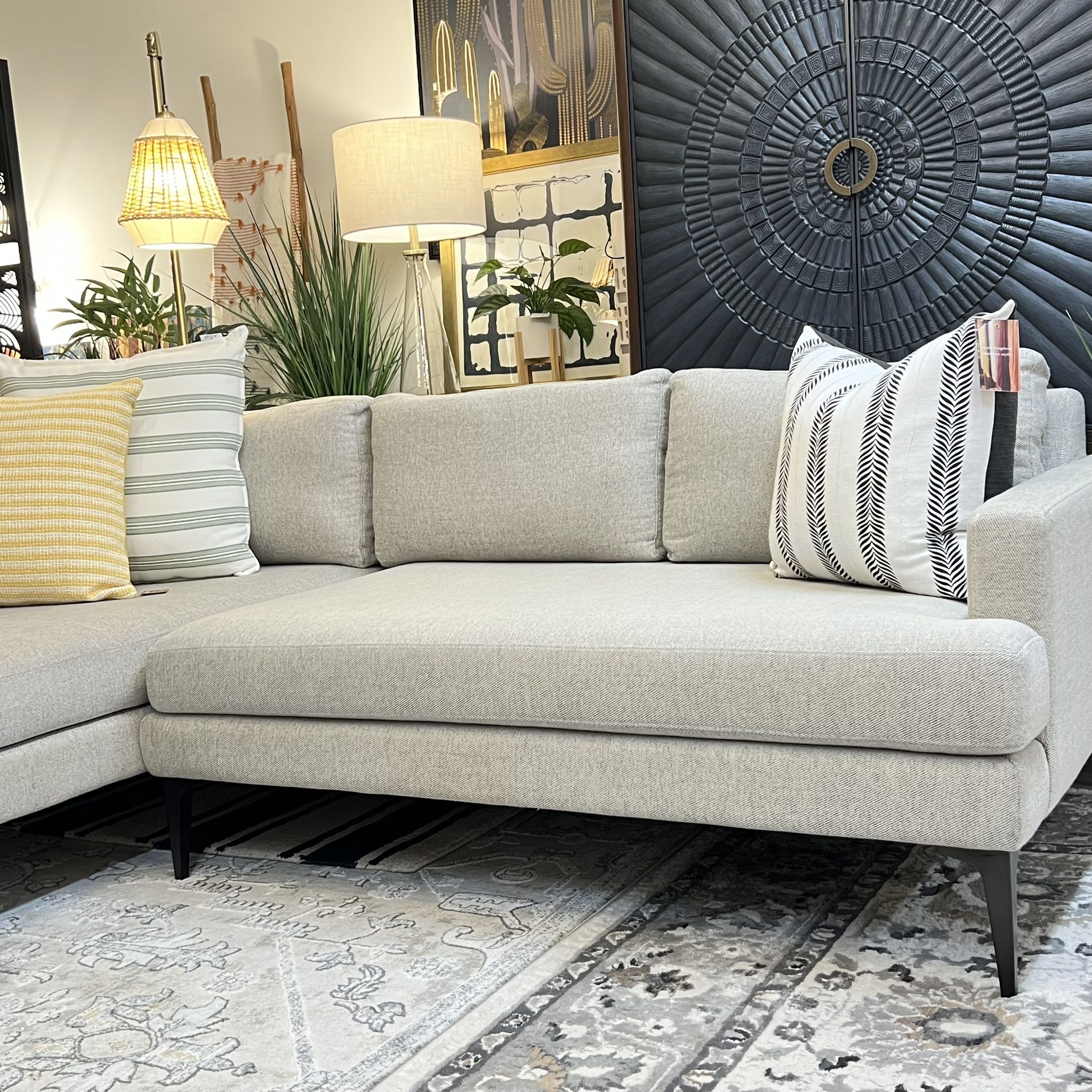 FREE DELIVERY West Elm Andes 2Piece Bumper Chaise Sectional in Gray