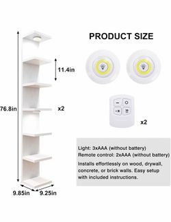 #F Set of 2 7-level wall mounted shelves, white wall shelf with LED lights, floating shelves for home decoration organizer $ 60