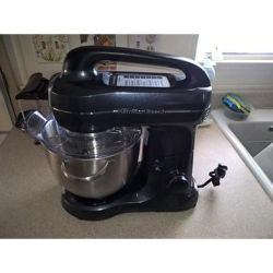 Hamilton Beach 4 Quart Stand Mixer for Kitchen, 7 Speeds, Tilt-Head, Dough Hook, Whisk & Flat Beater, Black