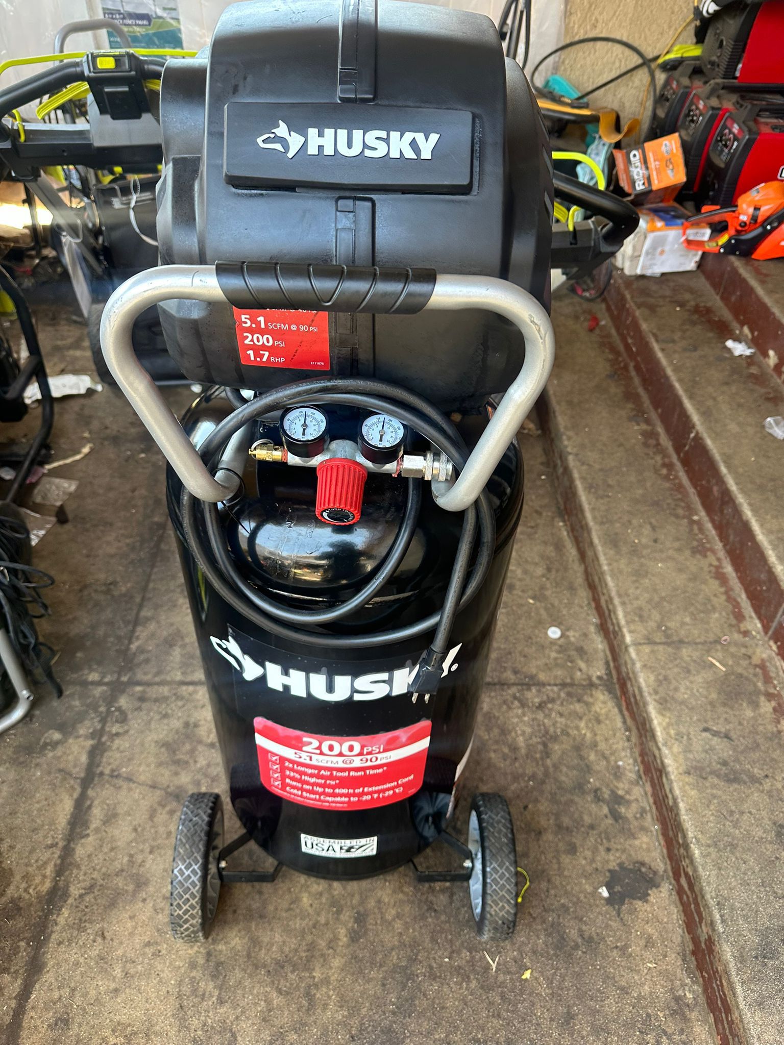 Husky 27 Gal. 200 PSI Oil Free Portable Vertical Electric Air Compressor