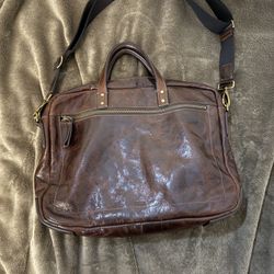 Leather Fossil Messenger Briefcase