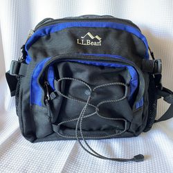 LL Bean Blue Black Waistpack Padded Hiking Travel