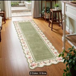 Vintage Botanical Runner Rug 2x6ft New