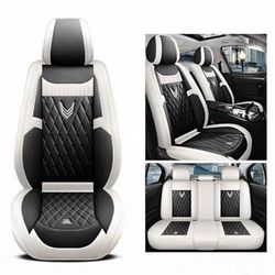 Car Seat Covers Full Set, Super Luxurious Heavy Duty Waterproof Leather Automotive Vehicle Cover for Cars SUV Pick-up Truck, Universal Non-Slip Seat P