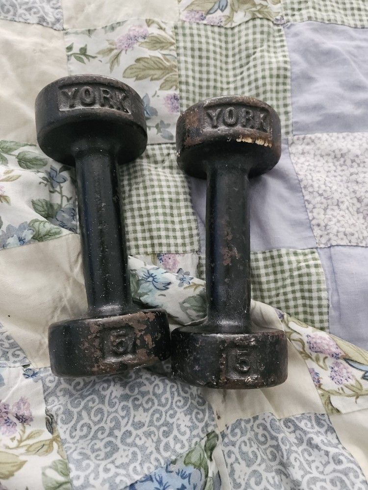 5 Pound York Vintage Barbells 2 45 Obo