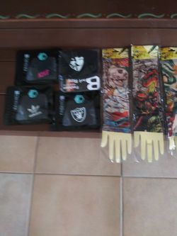 Masks 5.00 each n tattoo sleeve slip on your arms they keep u kool when driving your arm wont get to hot 10.00 each