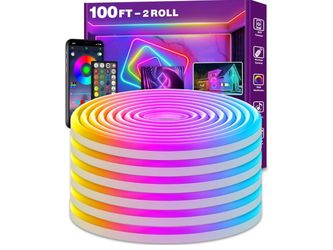 100Ft Neon Rope Lights,Flexible Led Rope Lights Control with App/Remote,Multiple Modes Rope Lights