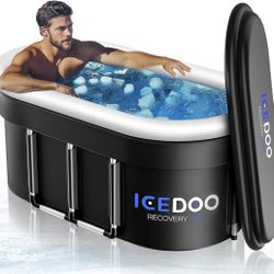 Upgraded 175 Gal XXL Large Oval Ice Bath with Air Ring, Multi-Layered Portable Cold Plunge Tub.