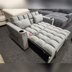 Loveseat Pull-Out Bed With Cupholders 