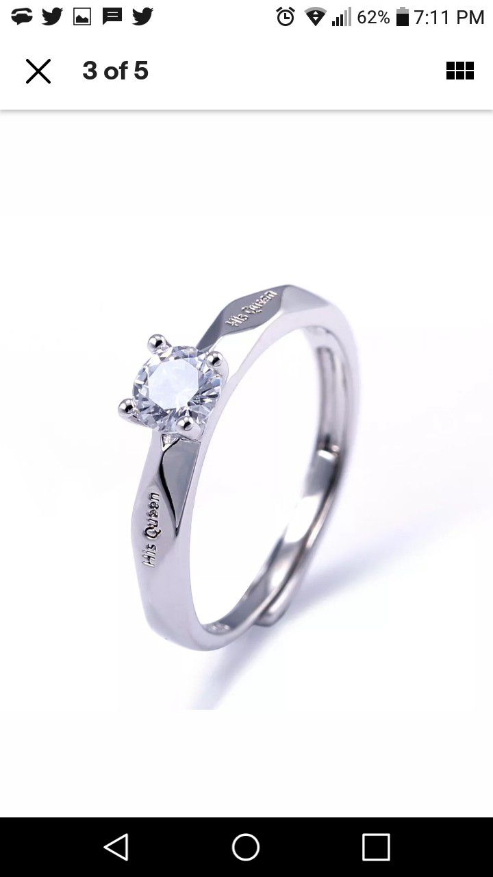 Cute Anniversary for Women Ring 925 Silver Rings Round Cut White Sapphire Size 6