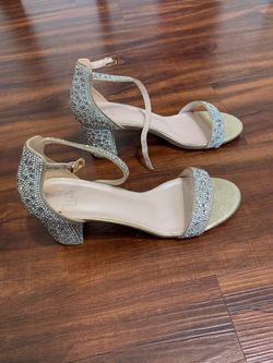 DB Studio Cale Champagne Rhinestone Block Heels Size 9