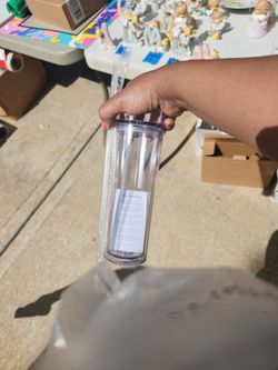 Insulated Skinny Acrylic Tumblers with Straw and Lid, 16 oz. (4 pack, Clear