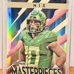 2022 Bowman Masterpieces Bo Nix #BM-6 Oregon to Denver Broncos Refractor