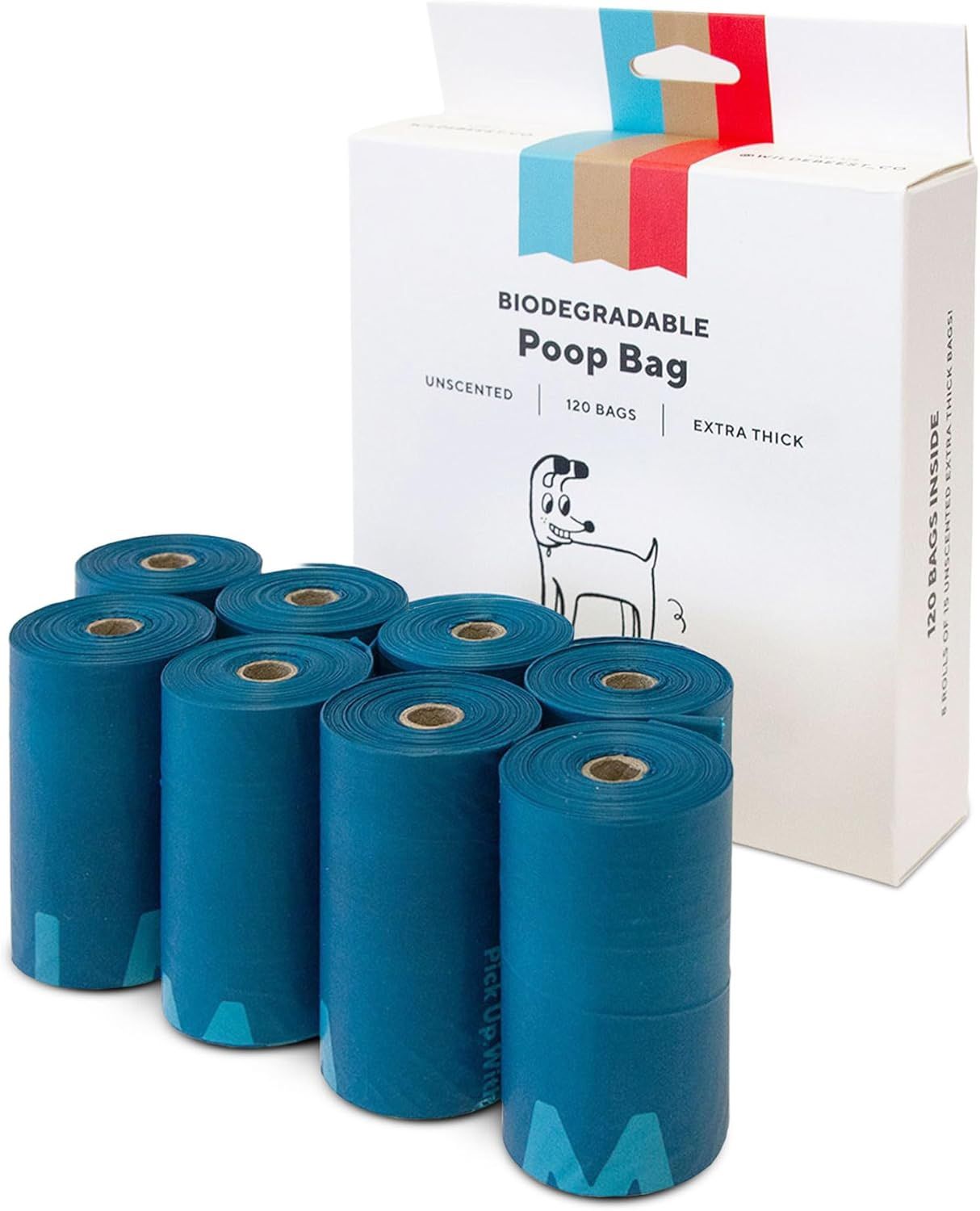 120 Bags Biodegradable Dog Poop Bags Rolls, Extra Thick Unscented & Leakproof