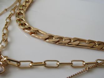 18K Gold Plated Pendant Sweater Necklace Triple Layer