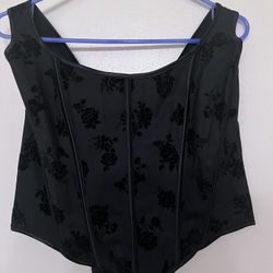 Black Corset With Velvet Roses