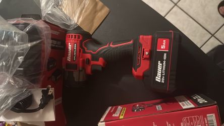 Bauer 20V Lithium-Ion Brushless Impact 1/4 w/ 5ah battery and charger