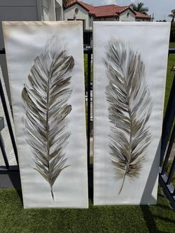 Feather Canvas Wall Art Set of 2