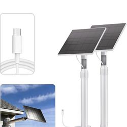 2 Pack Solar Panel for Ring Camera, 5W Solar Charger Fast Charge, Telescopic Pole & 360° Swivel, 10ft USB-C Cable, IP65 Weatherproof, for Ring Battery