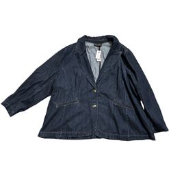 NWT Lane Bryant Size 28 Womens Blue Jean Jacket With Flare Waist
