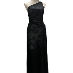 Aidan Mattox Women’s Black Silk Gown With White Sequins, Size 2