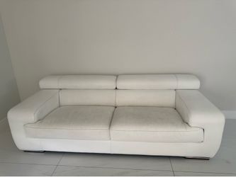 White Leather Loveseat Sofa