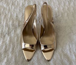 Gold Metallic Slingback Pointed Toe Heels