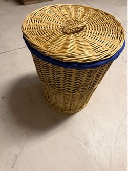 Wicker basket with blue liner