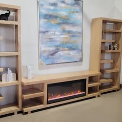 Proudly Made In USA 82" TV Stand Fireplace! 3 Finishes Available! 