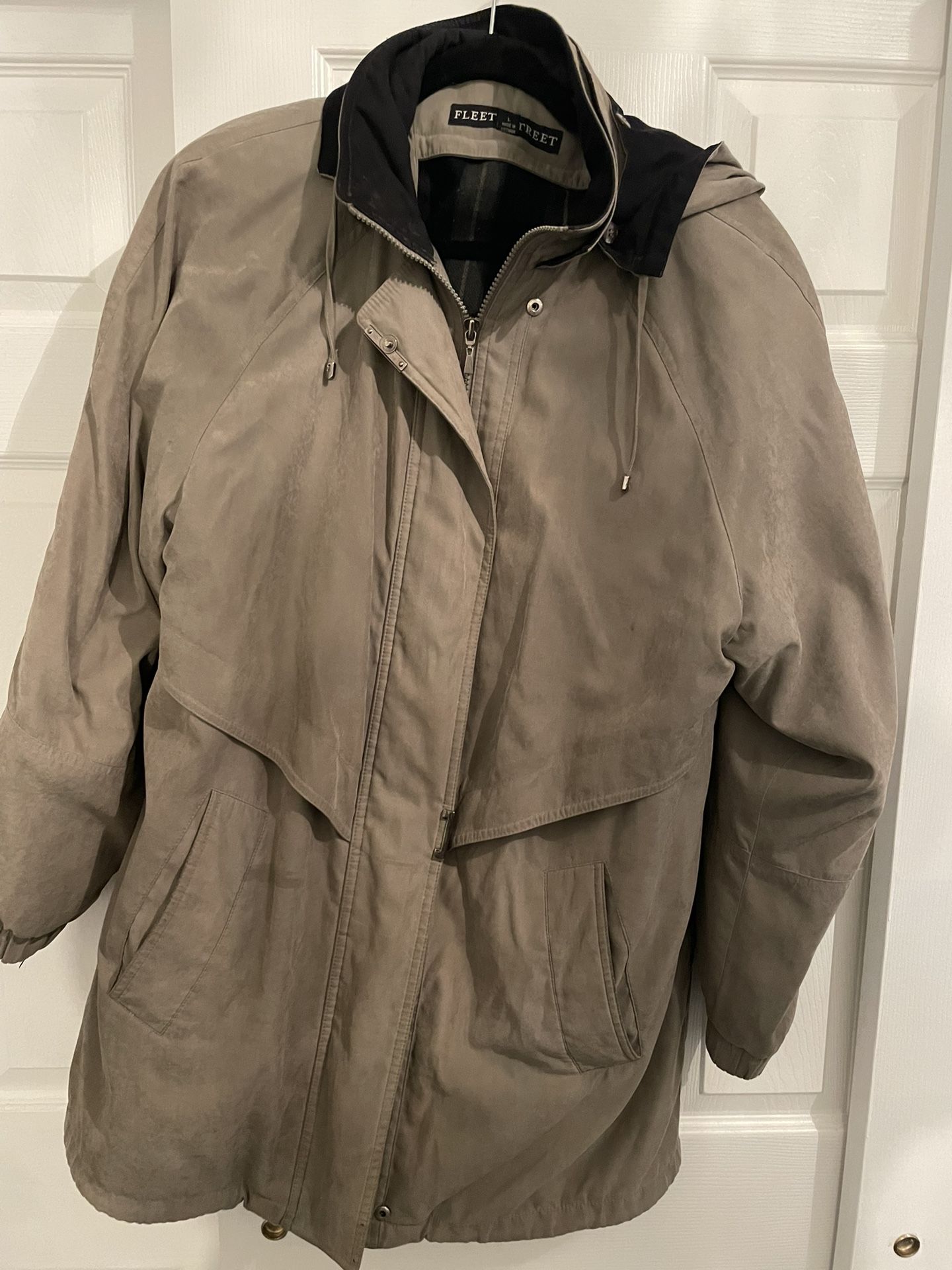 Fleet Street Womens Beige Full Zip Parka Jacket Coat - Size Large
