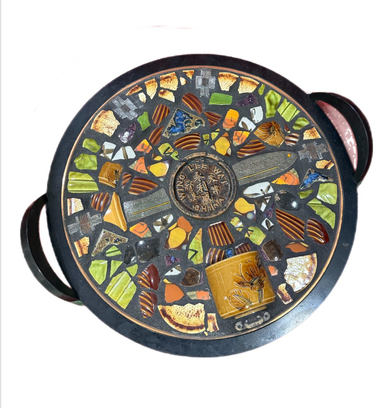 CARLOYN MACHADO Mixed Media Artwork Tray Very Rare Signed Listed artist 16in 