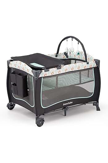 Pamo Babe Portable Crib For Baby Nursery Center Playard Baby Playpen Travel Crib Diaper Changer With Mattress

