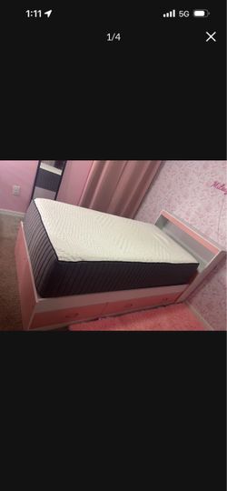 Girls twin size bed frame set with drawers