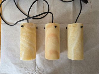 Natural alabaster 3-light pendant lights