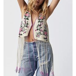 Free People Agua Bendita + Otis Beaded Fringe Vest