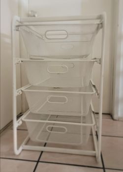 White Metal Mesh 4-Drawer Storage Organizer, size 27"X16"