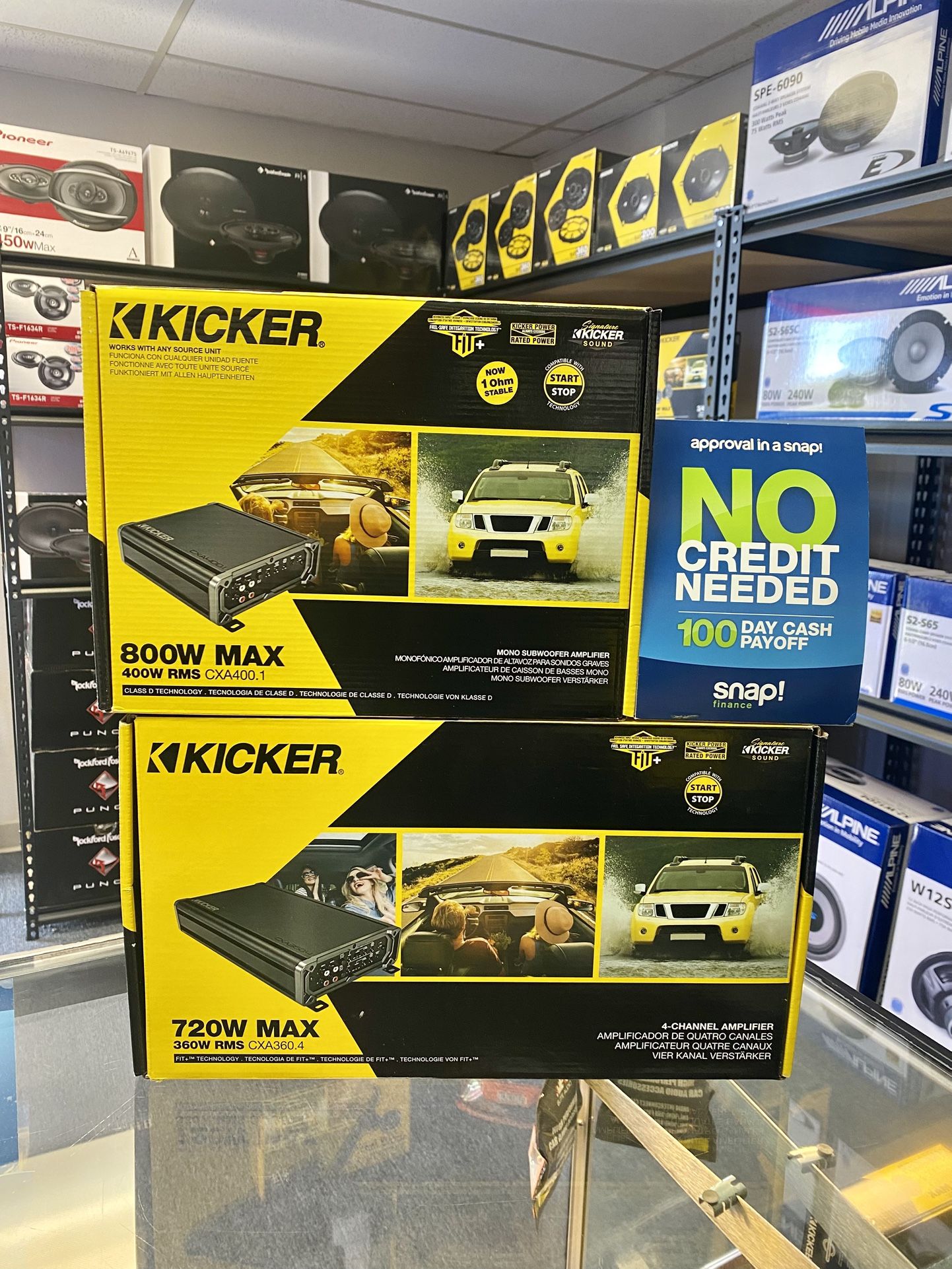 New Kicker 800 Watts Max Bass Amplifier + Kicker 720 Watts Max 4 Channel Car Audio Amplifier (2 Amps Combo) 🔊🤑
