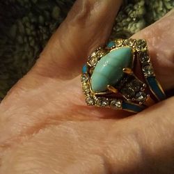 Synthetic Turquoise & Zircon Rings.  Beautiful Stack Rings.  Size 6 Jewelry / New / Pickup Near Mall 205